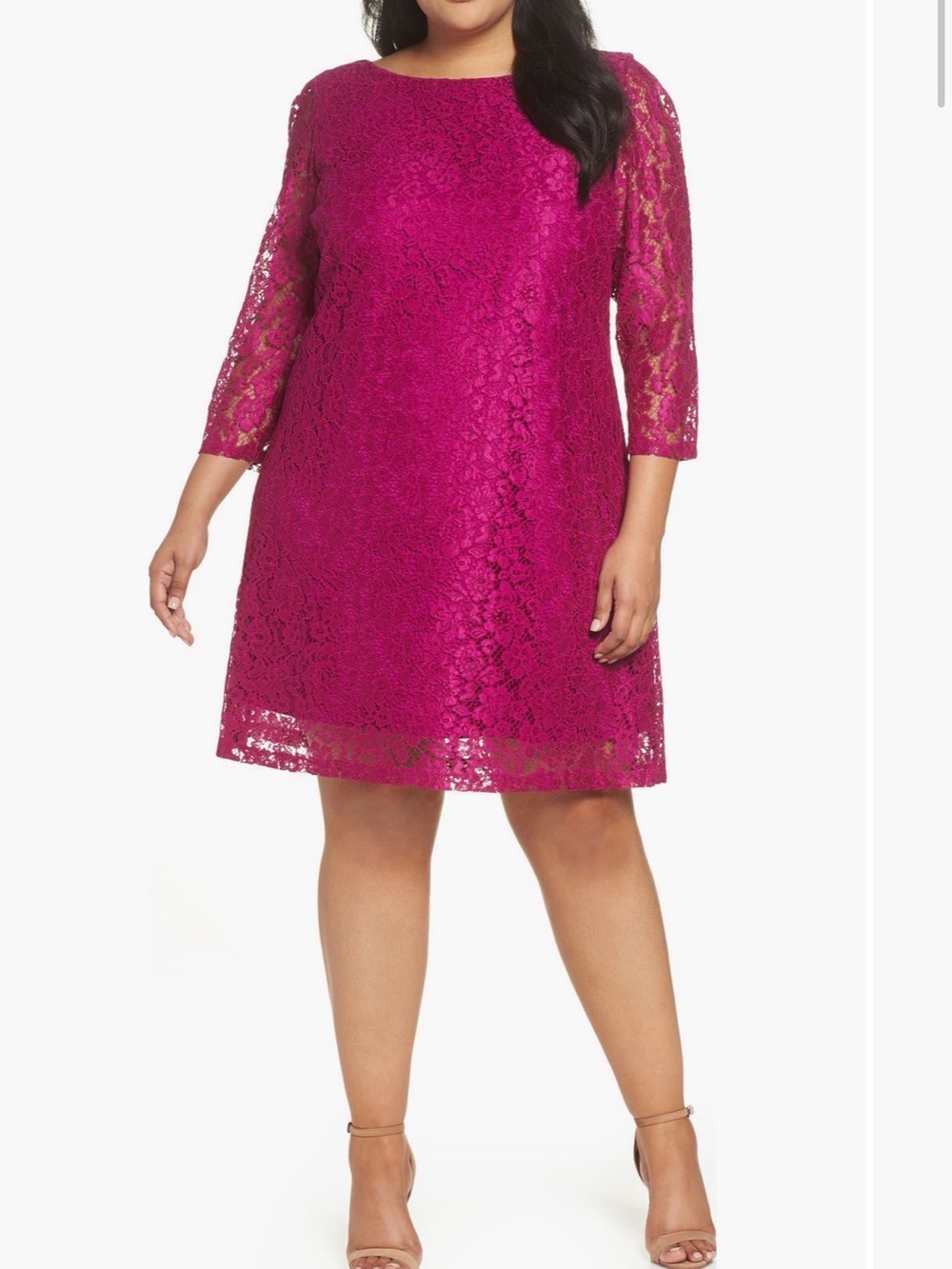 Tahari Fuchsia Lace Shift Dress